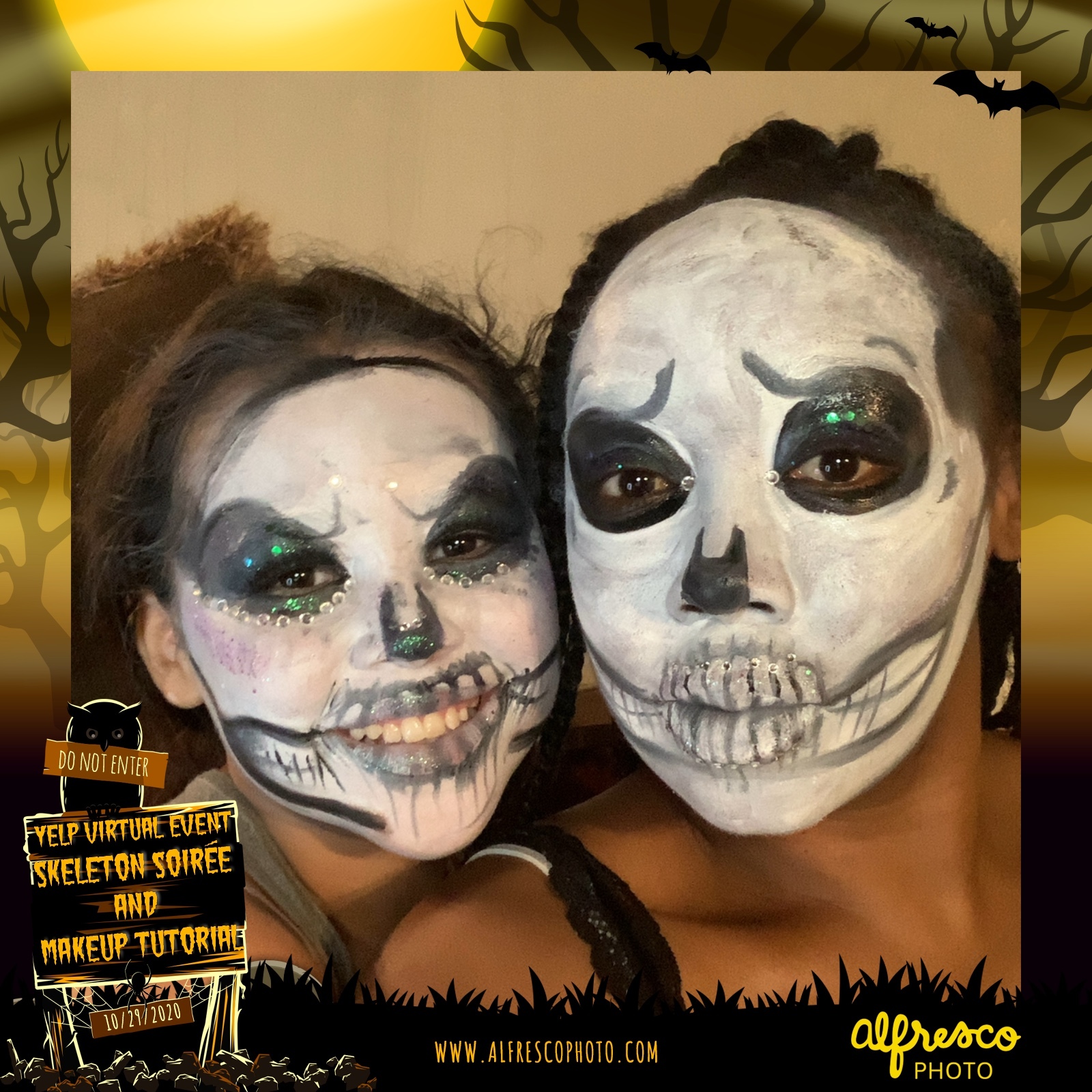 Yelp Skeleton Makeup Tutorial | View more photos from the event at events.alfrescophoto.com/u/AlfrescoPhoto/Yelp-Skeleton-Makeup-Tutorial